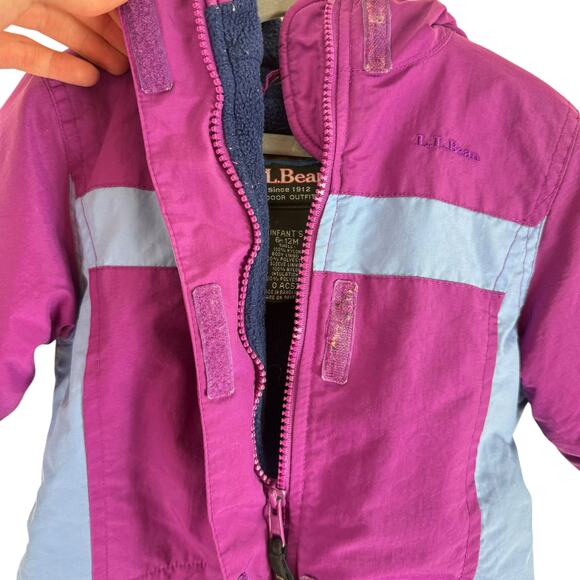 Vintage L.L. Bean Purple Blue Full Zip Hooded Fleece Lined Coat Sz Infant 6-12M - Picture 5 of 9
